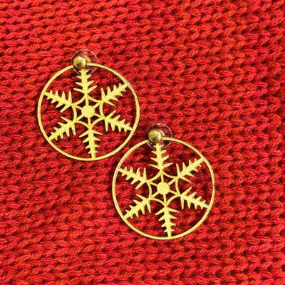 Boucles d'oreilles clous et créoles SnowFLake - Or