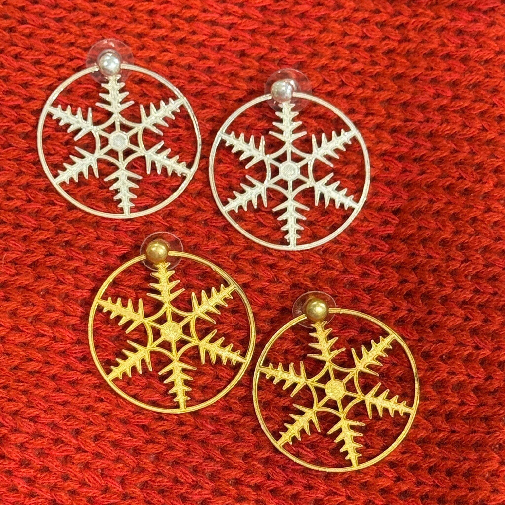 Boucles d'oreilles clous et créoles Snowflake - Argent