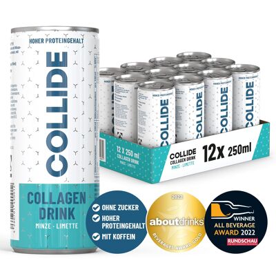 12x COLLIDE Collagen Drink Mint-Lime - 5.5g Collagen, Vitamins & Caffeine (12x250ml)
