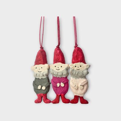 Trio de nains de forêt – Gris, aubergine et rose