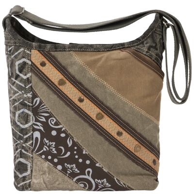 Borsa a tracolla da donna Sunsa.Borsa hobo in tela con motivo patchwork