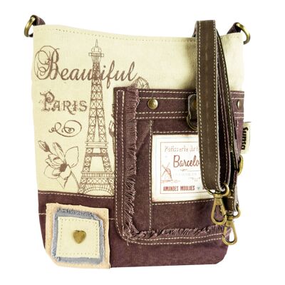 Bolso bandolera vintage Sunsa.Bolso cruzado con motivo de París