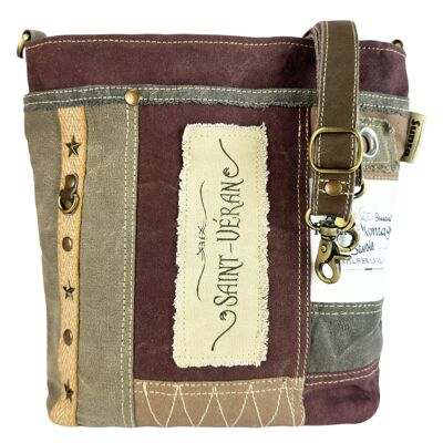 Bolso bandolera vintage Sunsa.Bolso cruzado de lona con patchwork