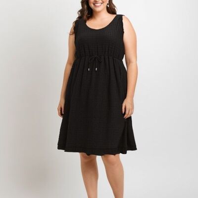 Black Waffle Plus Size Dress (C6556)
