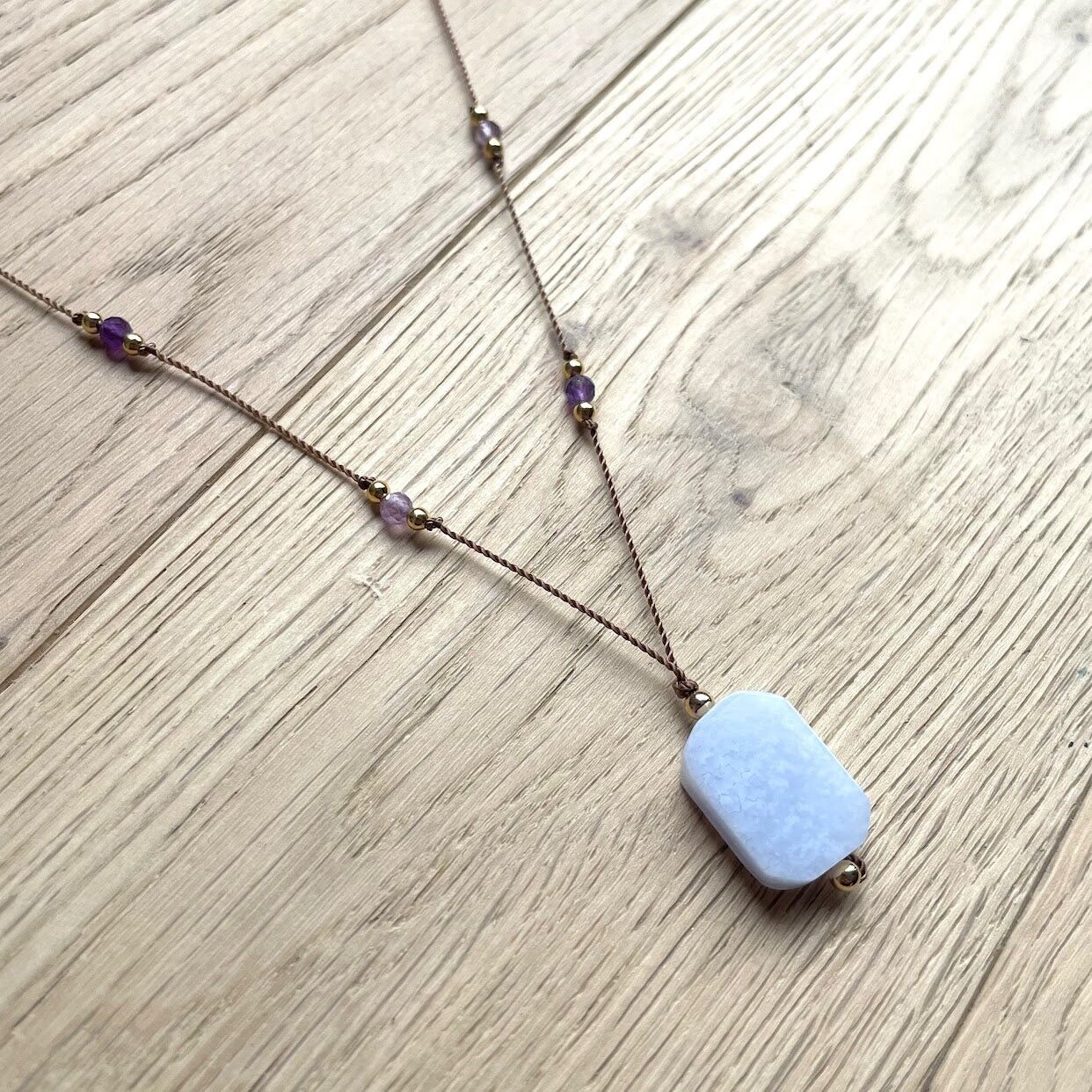 Inner Harmony Necklace – Aquamarine and Amethyst Karma