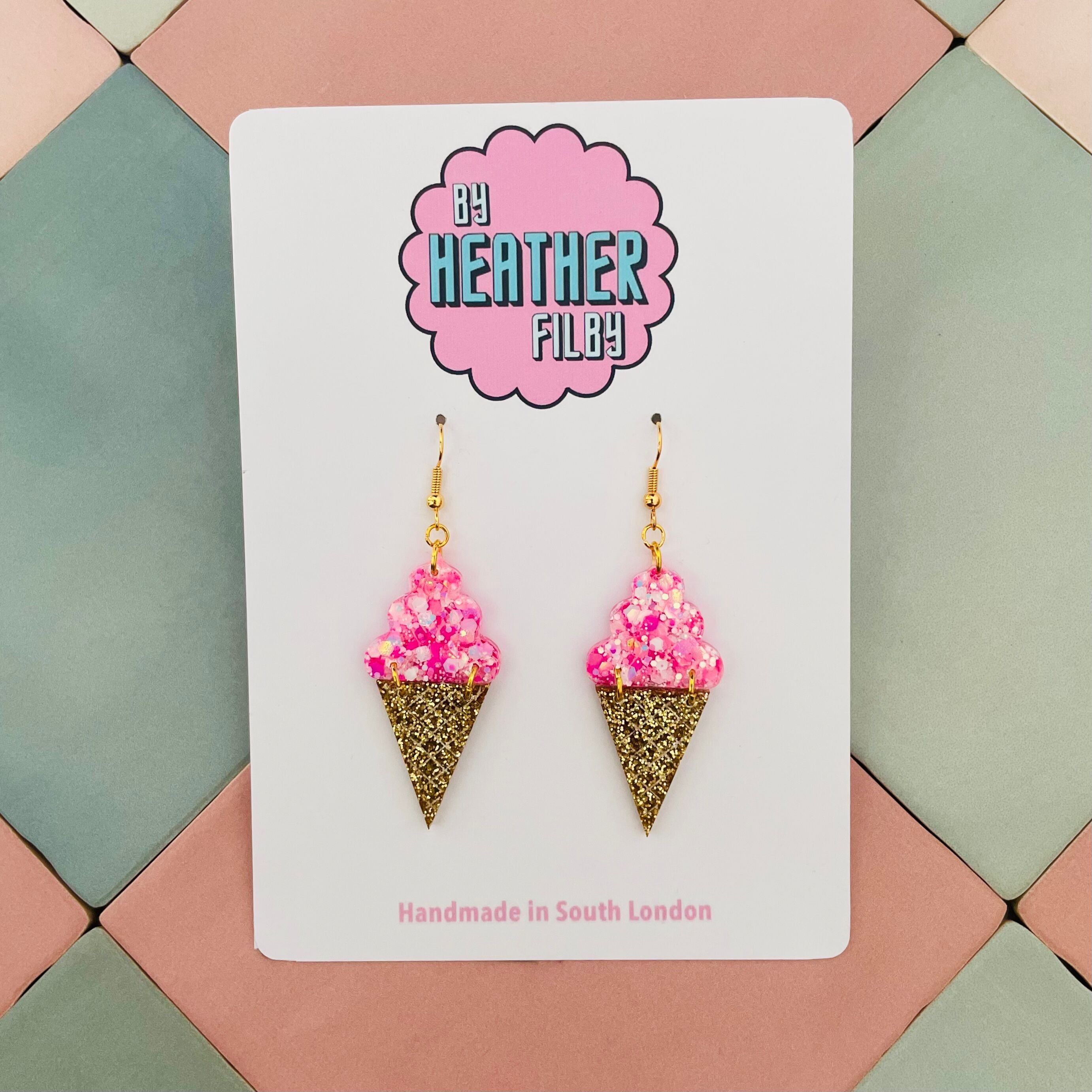 Orecchini in resina glitterata con gelato - Altri colori