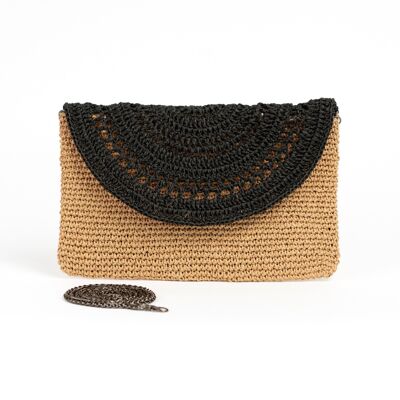 Bolso de mano de paja negra WS