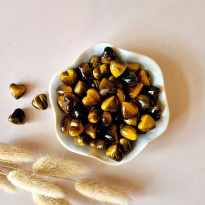 Mini cuore di pietra preziosa tascabile – Occhio di tigre (1,5 cm) per coriandoli di cristallo Occhio di tigre