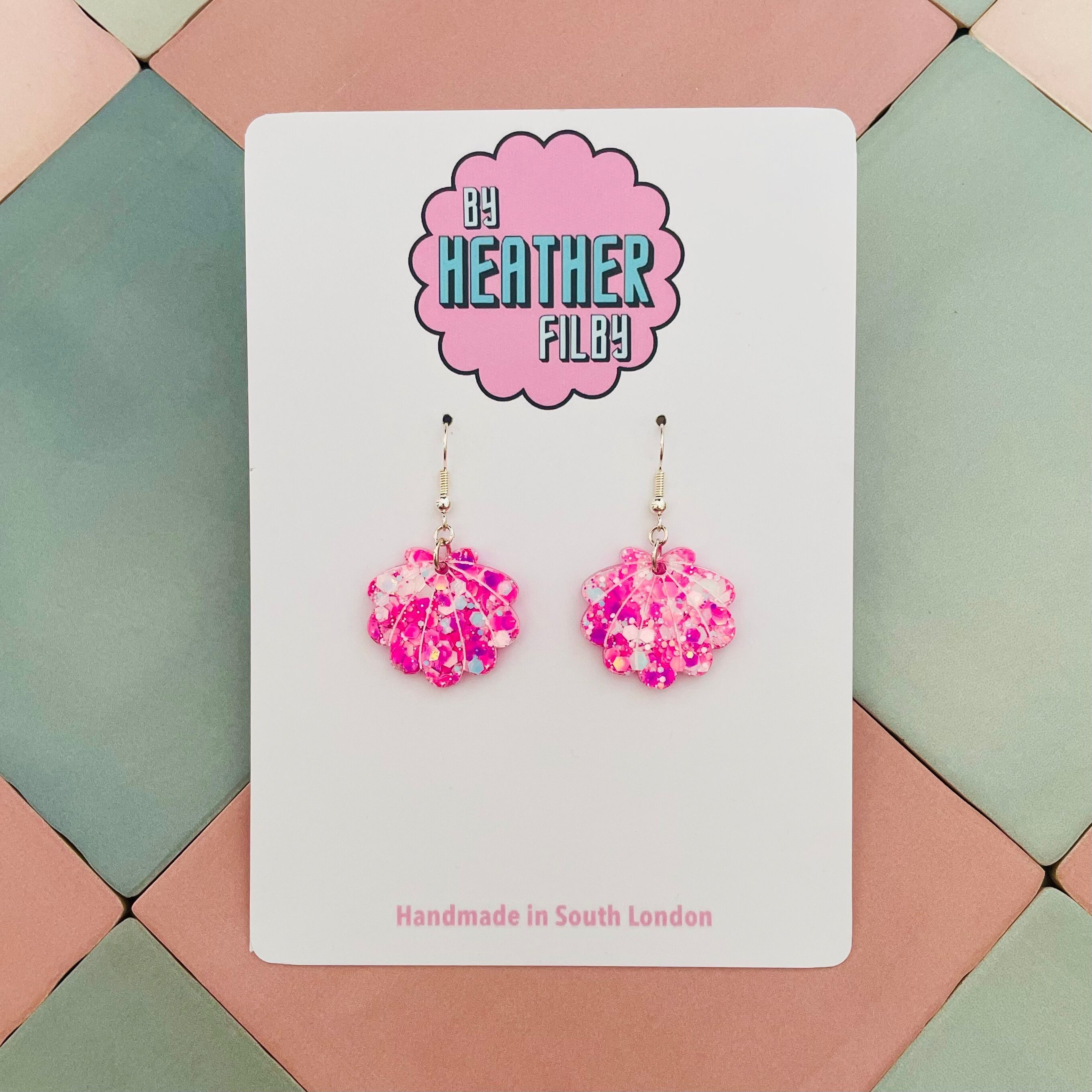 Muschel Mini Glitzer Harz Ohrringe