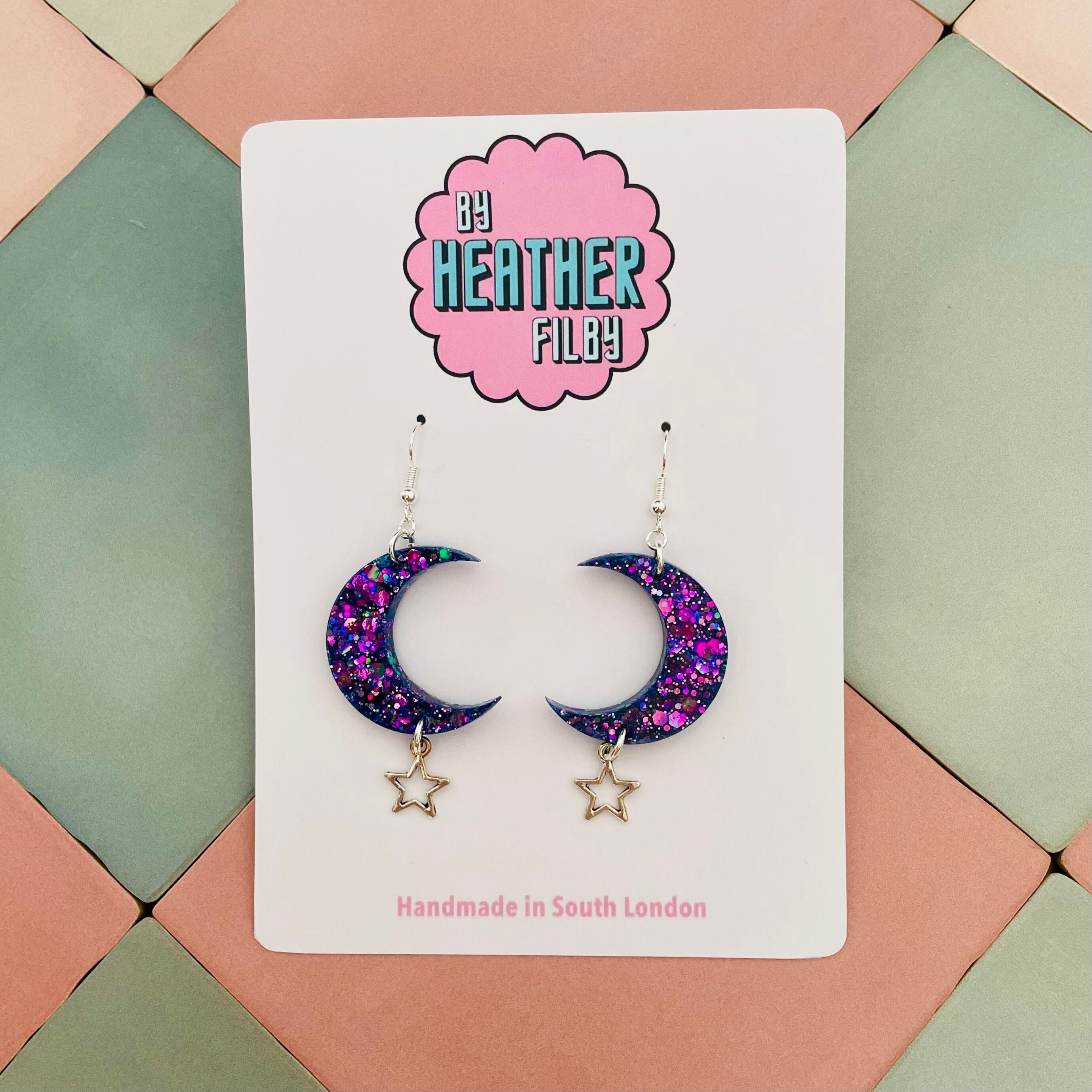 Mond-Glitzer-Harz-Ohrringe