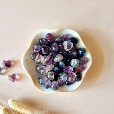 Mini pierre précieuse de poche en forme de cœur – Fluorite (1,5 cm) pour confettis en cristal