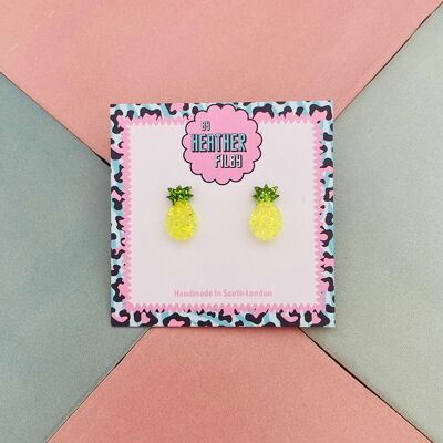 Pineapple Glitter Resin Studs