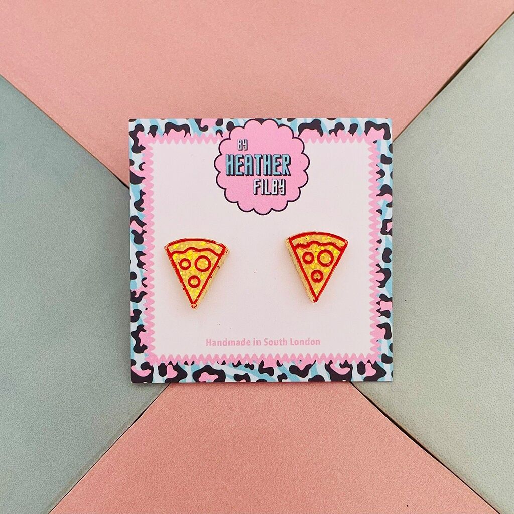 Pizza-Glitzer-Harz-Ohrstecker