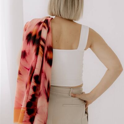 Wool-silk scarf Leo-Pink