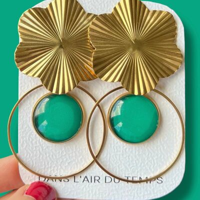 Large emerald green bohemian EARRINGS