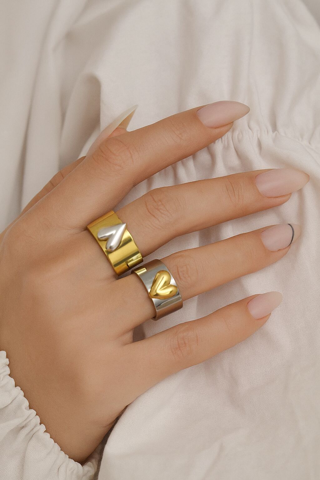 Anello regolabile in acciaio inossidabile a forma di cuore