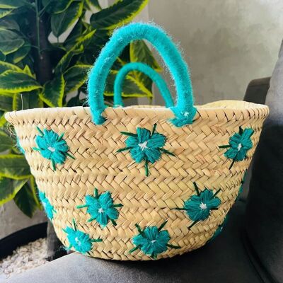 Bolso bandolera de rafia: bolso de paja marroquí hecho a mano con ribete de cuero vegano