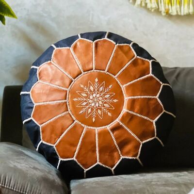 Moroccan Leather Pouf – Handcrafted & Unstuffed
