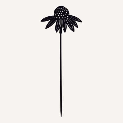 Paletto da giardino in metallo riciclato a forma di silhouette di echinacea