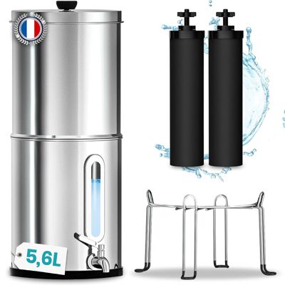 5.6L Gravity Water Filter – Gravity Water Purifier – Filter Fountain with Activated Carbon