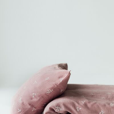 Housse de couette et taie d'oreiller pour bébé TISU, Blush Leaves