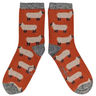 ***PREORDER*** ANKLE SOCKS - lambswool - women's - sheep - orange - CASE SIZE 3