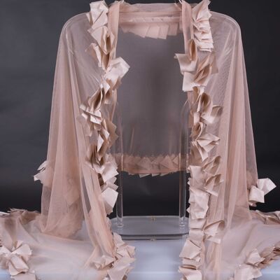 Berbena nude tulle party shawl