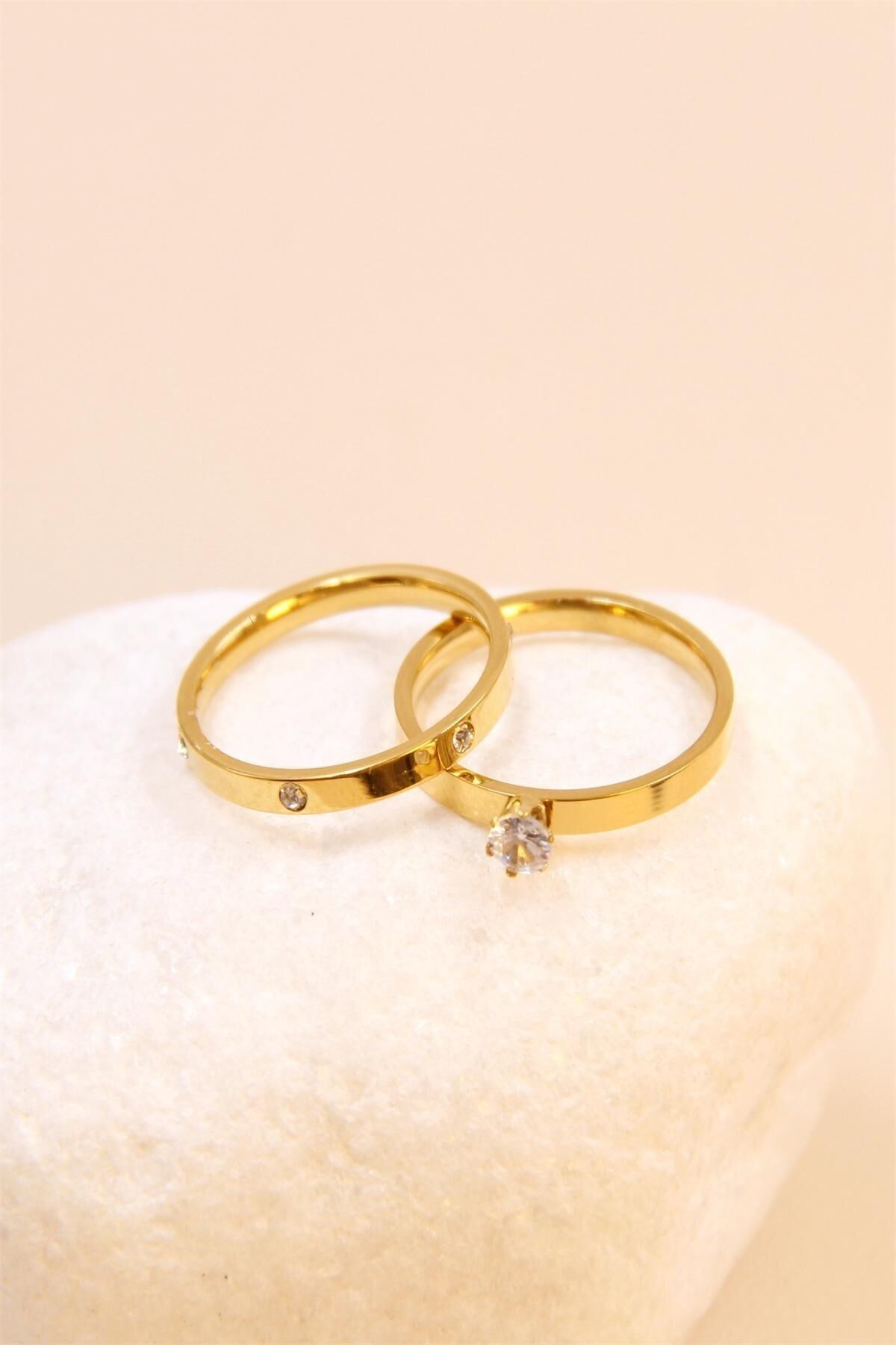 Bagues Duo en Acier Inoxydable -Élégance Partagée