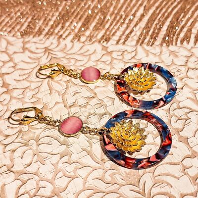Bohemian pink lotus flower earrings bohemian jungle chic Mother's Day Mom Gift Teacher Gift