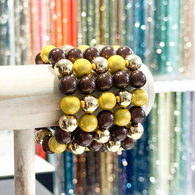 14 mm resin bracelet - Brown, yellow and gold color model