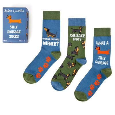 Chaussettes unisexes Cheeky Sausage Dog en coffret cadeau