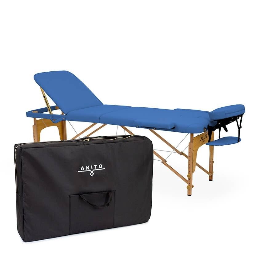 Table de massage pliante Akito Kora 60 cm en bois - Bleu