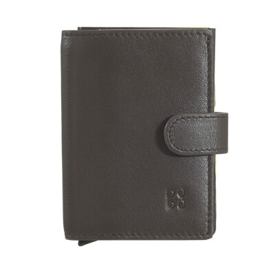 Dudu Leather Men'S Rfid Mini Wallet Cards Case Coffee brown