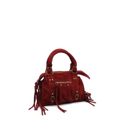 Mini bolso de mano de piel de ante