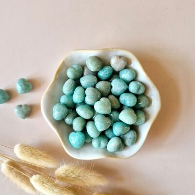 Mini cuore di pietra preziosa tascabile – Amazzonite (1,5 cm) per coriandoli di cristallo