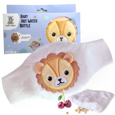 Hello Hippo - Bouillotte Noyaux de Cerise Bébé - Ceinture Chauffante Sèche Anti-Colique pour Nourrisson, Micro-Ondes ou Four, Hypoallergénique et Lavable