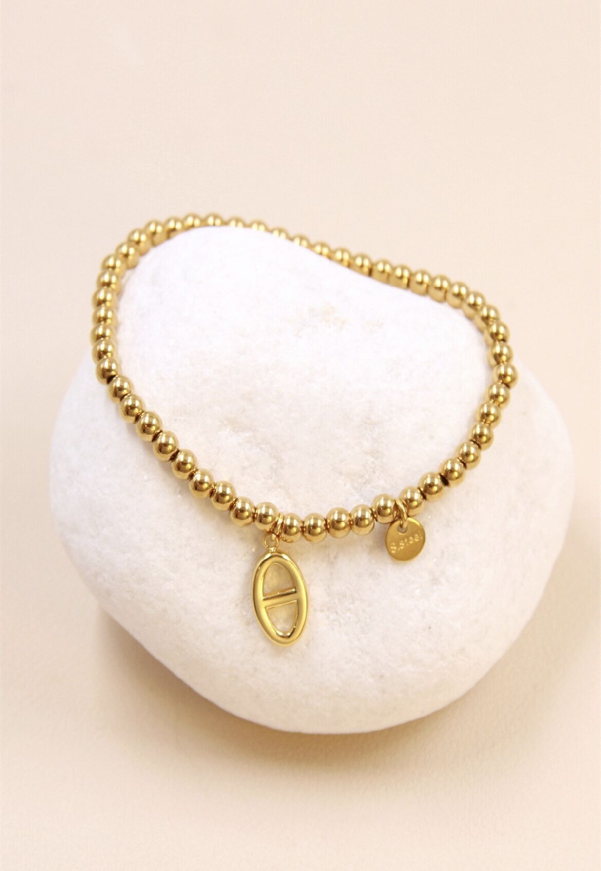 Elegantes elastisches Perlenarmband aus Edelstahl