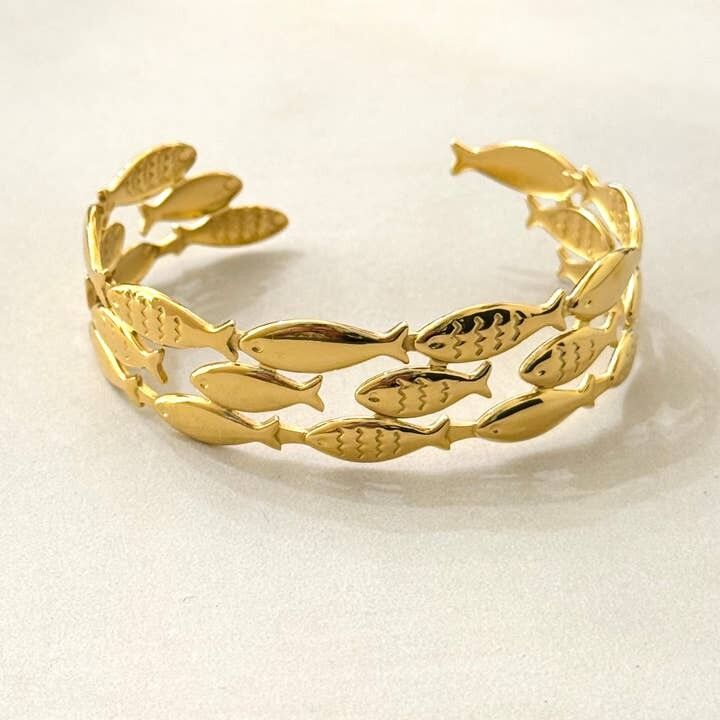 Armreif aus Edelstahl „The Fishes“