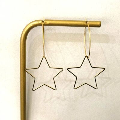 Fineline Star Hoop Earrings