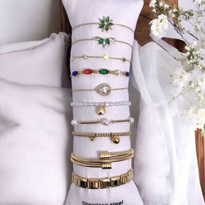 Conjunto de 10 pulseras de acero inoxidable sin expositor SET186