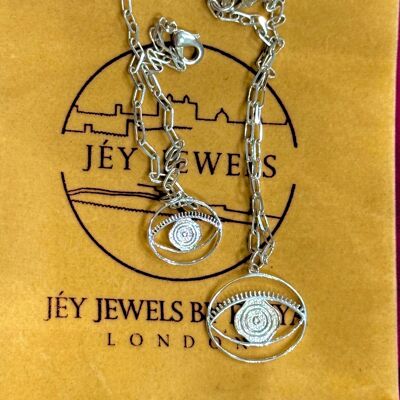 Bracelet pendentif mauvais œil petit format - Argent