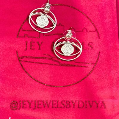 Evil Eye Stud + Hoop Earrings Medium - Silver