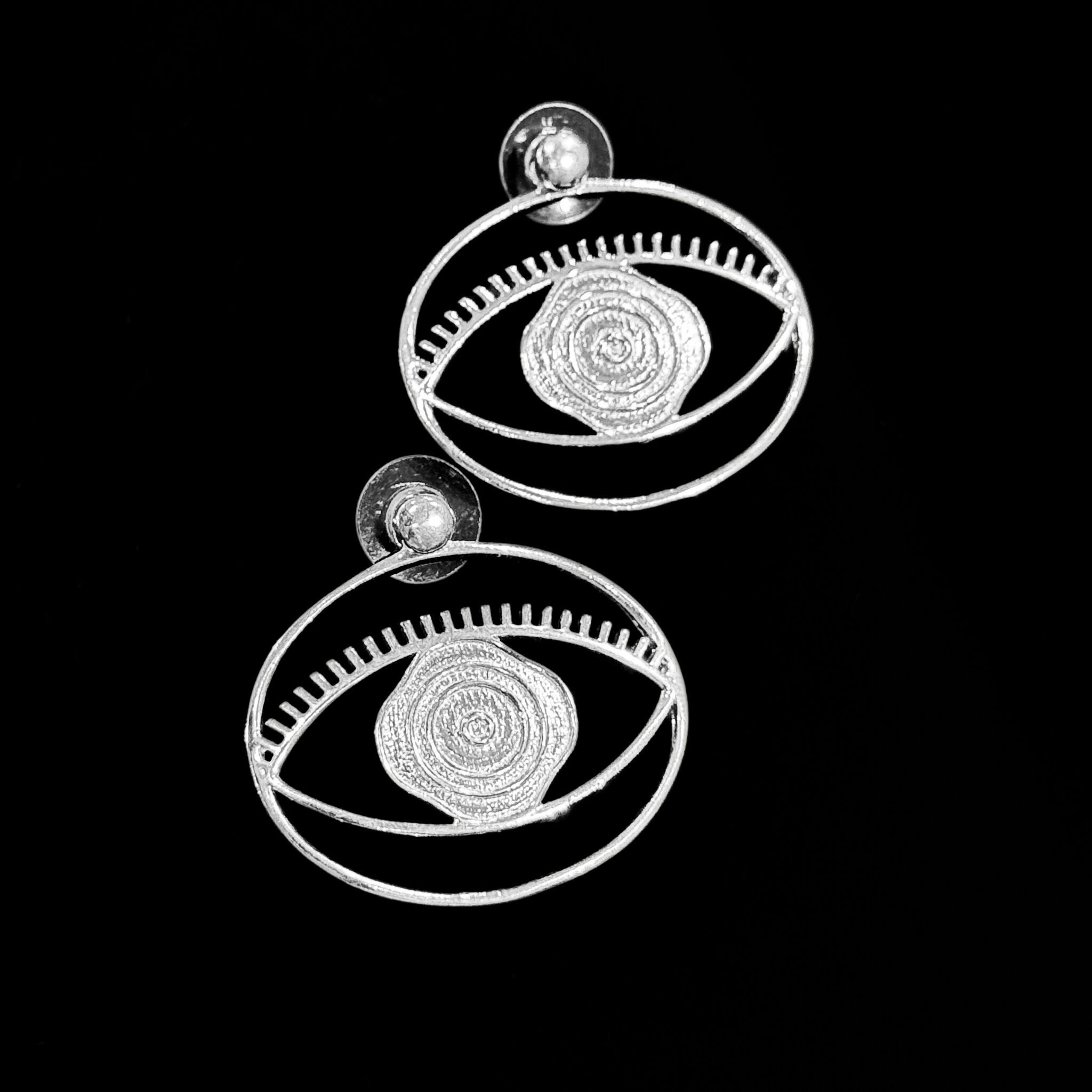 Boucles d'oreilles créoles et clous anti-mauvais œil, grandes tailles, argent