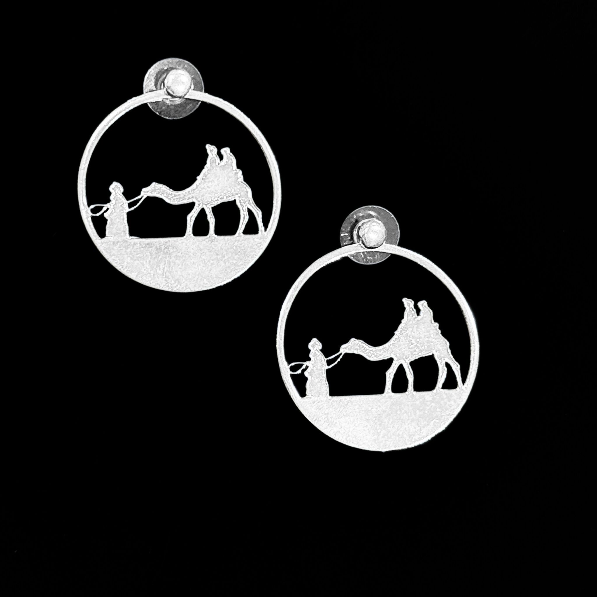 Boucles d'oreilles à tige et créoles Dune Whisperer, grandes tailles, argent