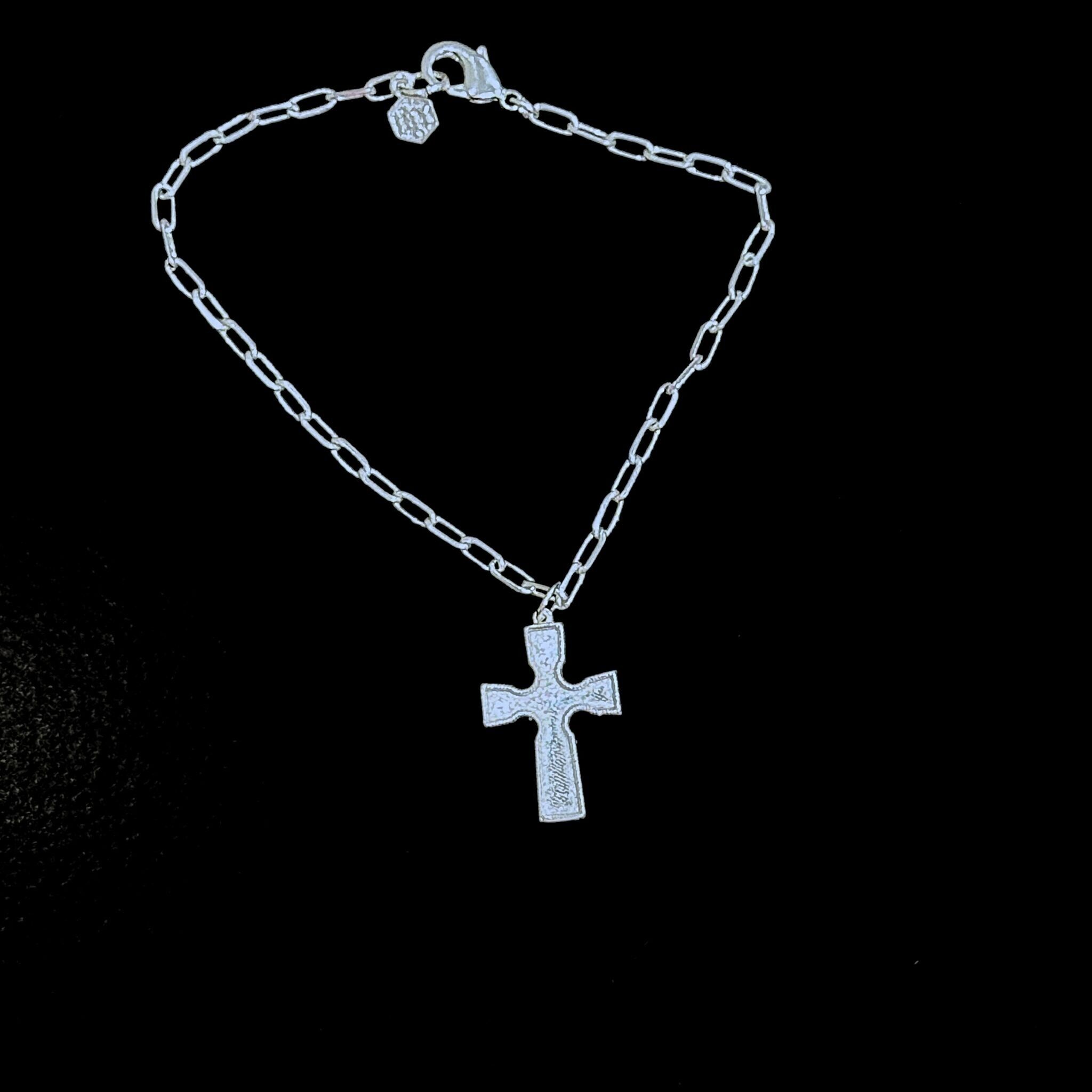 Pulsera colgante con cruz - Plata