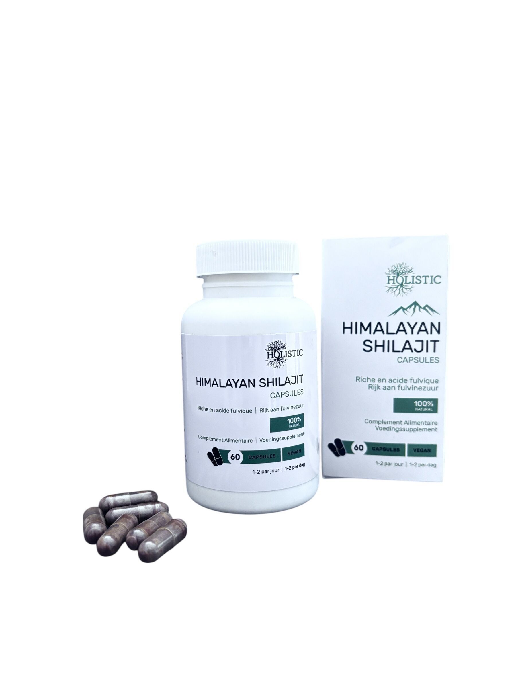 Confezione da 12 | Capsule di Shilajit dell'Himalaya - 60 capsule | Qualità premium, SPF e CNK certificati | Olistico