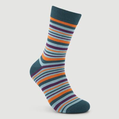 Chaussettes en coton biologique à rayures multiples, issues du commerce équitable