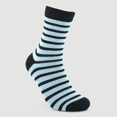 Chaussettes bicolores bleues en coton biologique, commerce équitable