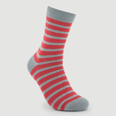 Chaussettes bicolores rouges en coton biologique issues du commerce équitable