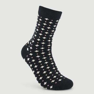 Chaussettes en coton bio noires pailletées commerce équitable